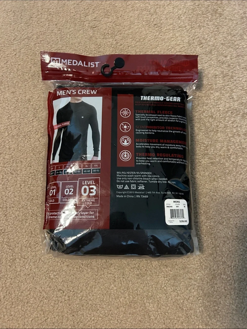 NWT men’s thermal fleece base layer crew long sleeve top